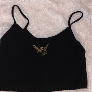 Black tank top with an angel on it!!